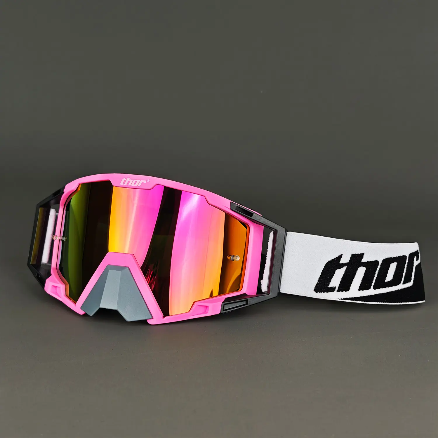 Thor Motocross Goggles - TPU Frame, Multi-Layer Foam, Mirrored Lenses, Adjustable Strap, Anti-Fog, UV400 Shield, Outdoor Riding Goggles, Climbing Eyewear for Motorcycle, ATV Dirt Bike Protective Gear