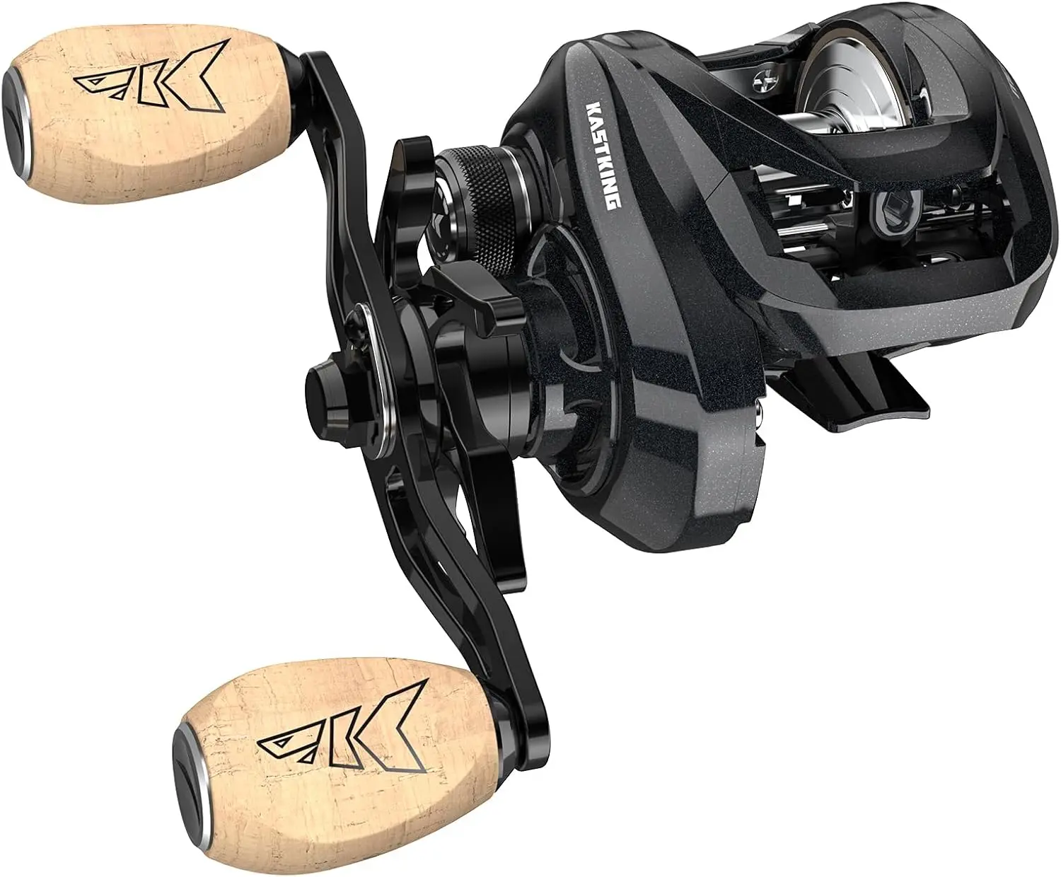 KastKing MegaTron Low Profile Baitcasting Reel - Graphite Build, 7+1 Double Shielded Stainless Steel BB, 8-Button Magnetic Brakes, Powerful Drag, 6.9 oz, 12 lb/110 yd Mono Spool, High-Speed Option, Freshwater & Inshore Fishing, 40 Lb / 110 Yd Spool, Durab