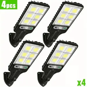 4pcs 108 COB Outdoor Solar Sensor Street Light, Human Body Induction, LED Wall Light, Waterproof, Low Voltage, Garden Light