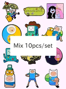 Random Mix 10pcs/Set Classic Cartoon Game Badges, Cute Enamel Brooches, Clip in, Butterfly, Fashion Accessories, Durable and Elegant Design, Perfect for Daily Use