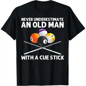 Best Billiard Art For Grandpa Men Billiard Lover Pool Player T-Shirt