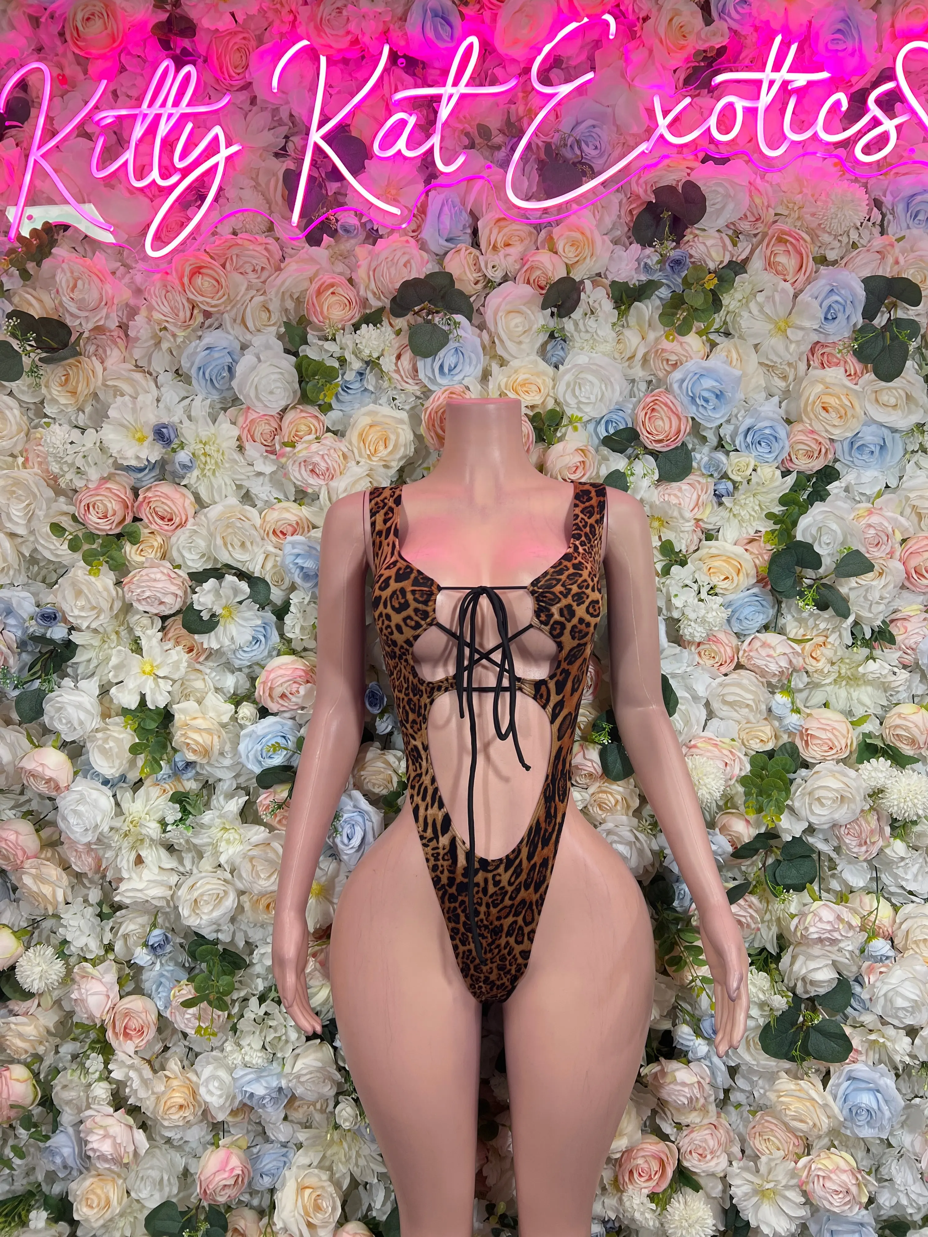 Leopard Print Bottlegirl Bodysuit  - One Piece Bartender Outfit, EDM Dancewear, Party Clubwear
