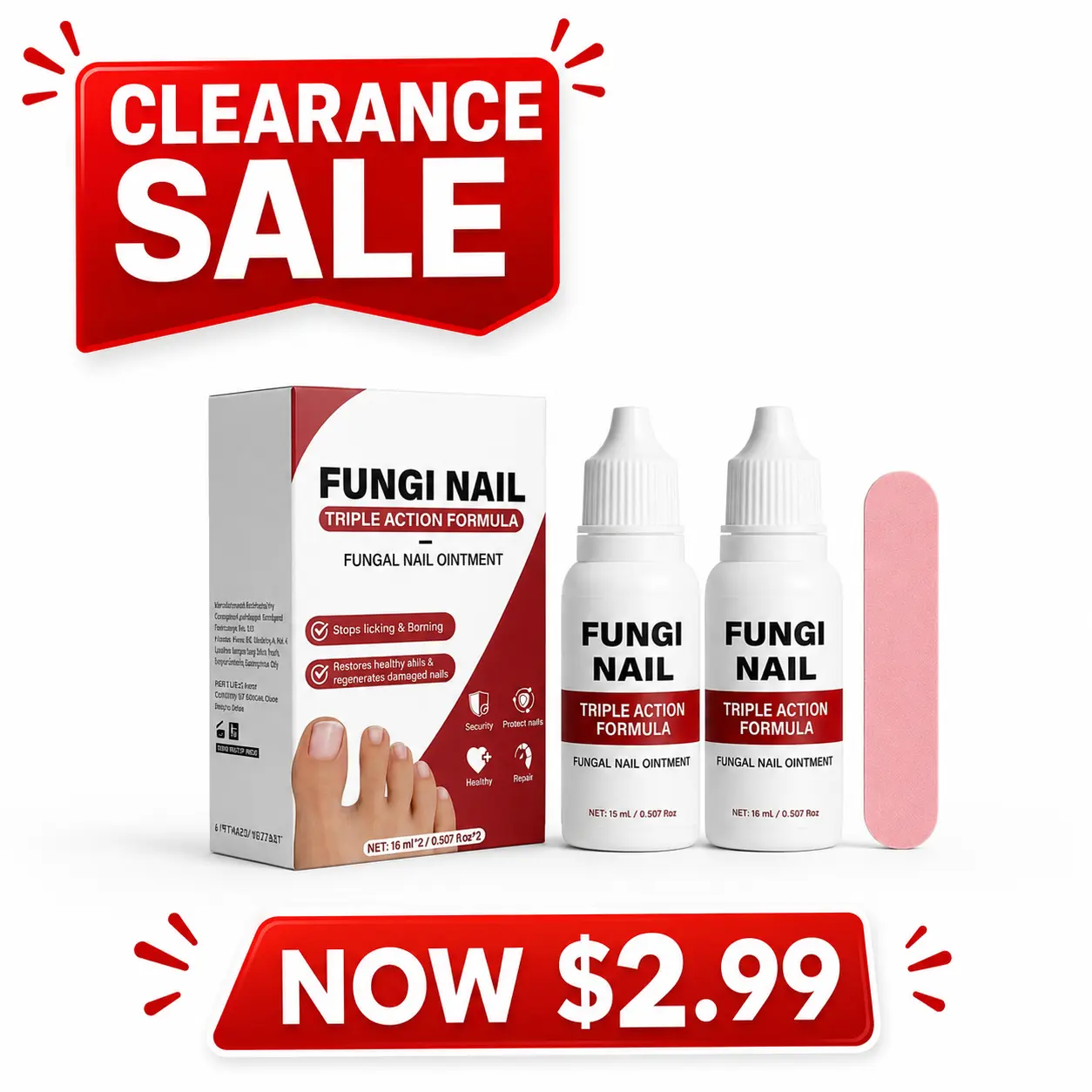 Clearance Sale - Fungi Triple Action Nail Care Formula, Stops Itch, Eases Burning, Restores Healthy Nails (Only $2.99!)