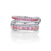 Interlocking Triple Band White Gold/Fuschia