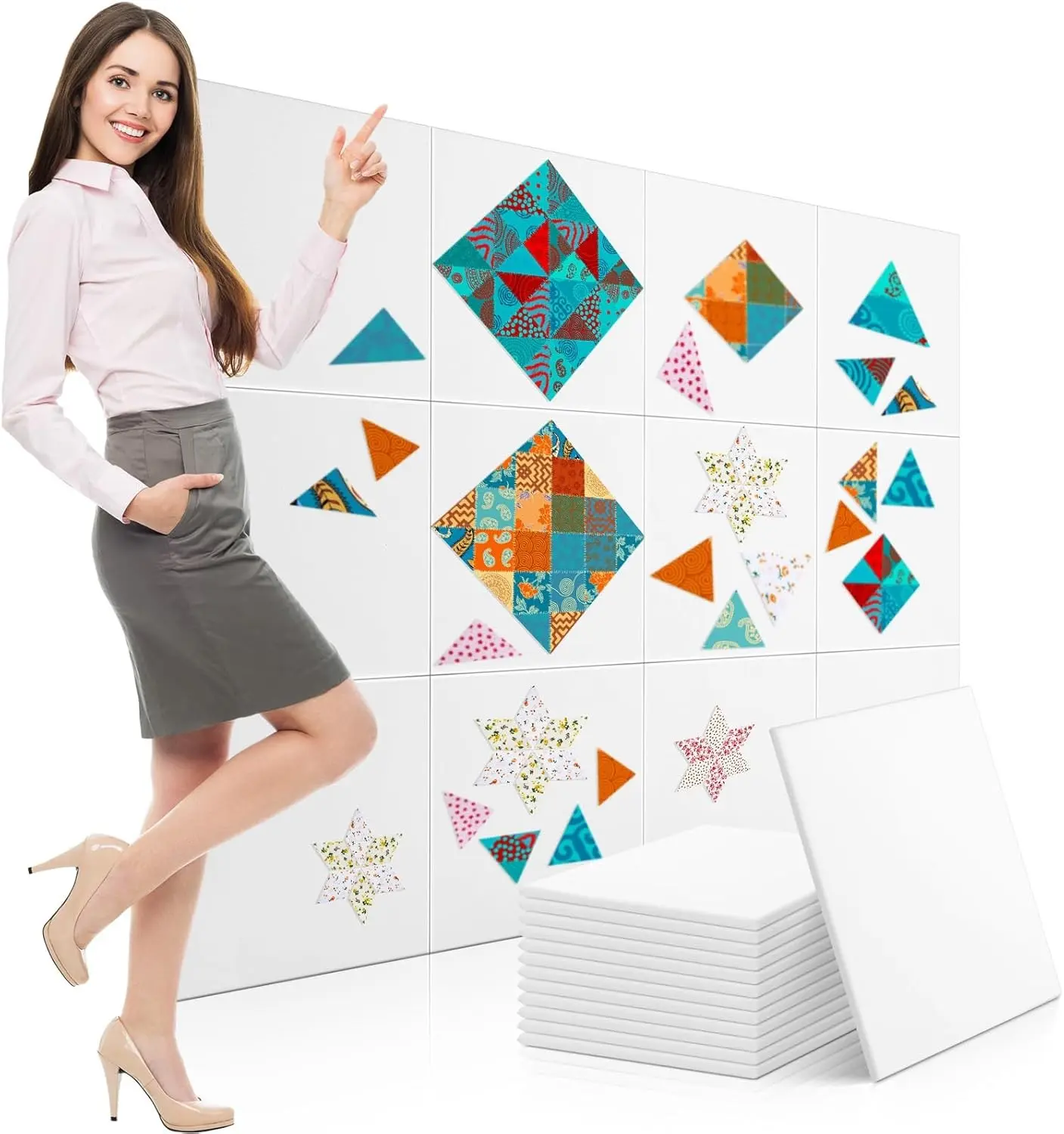 12 Pcs Quilt Design Wall Board 16x12 Inch, Flannel Quilters Design Board Panels, Fabric Square Panels, Modular Portable Layout for Quilting Sewing Room, Retreat, Quilt Block Projects