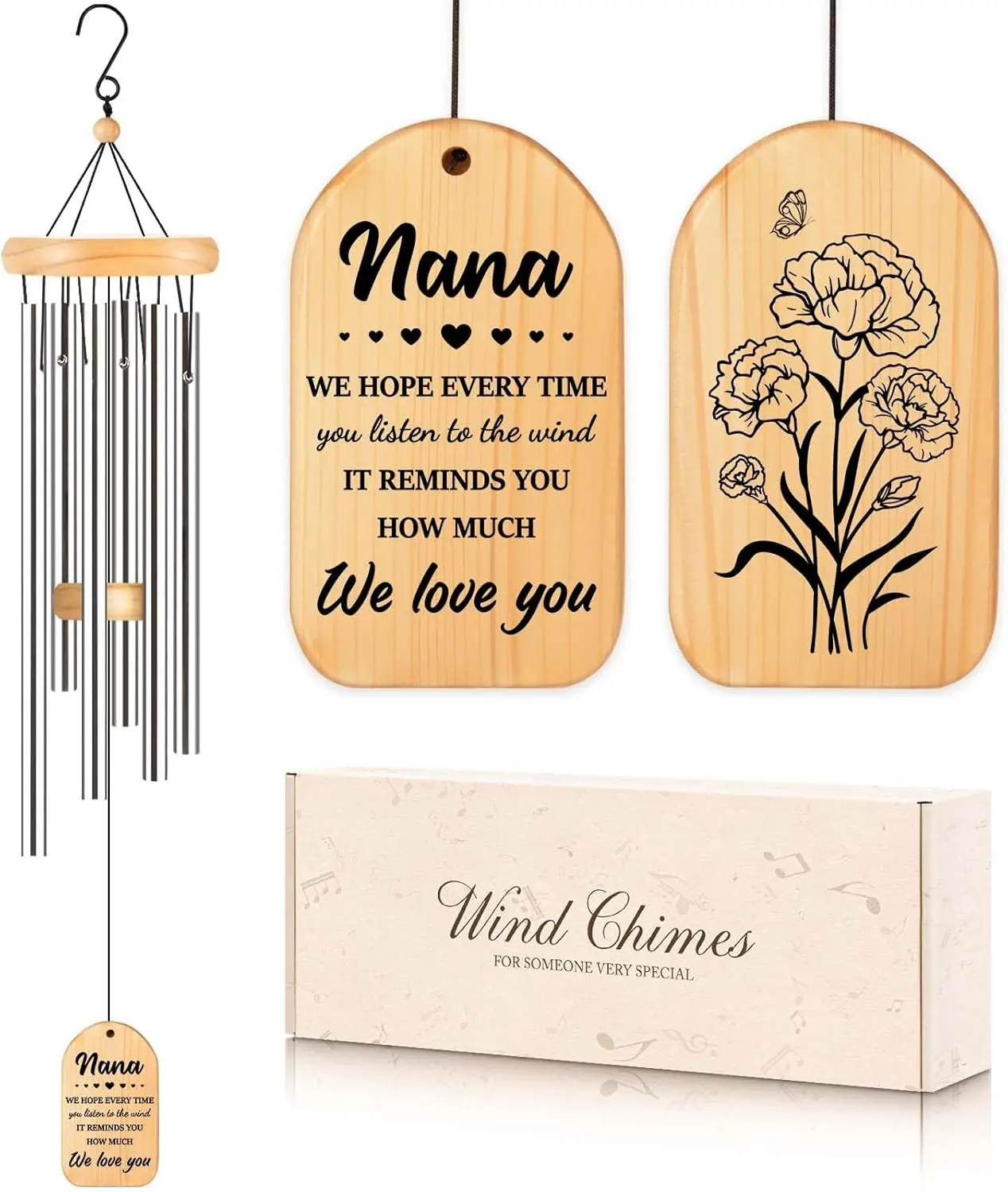 Nana Gifts, Nana Birthday Gifts, Nana Wind Chimes from Grandkids, Best Nanas Gift Ideas, Christmas Mothers Day Present for Nana, Grandma, Granny