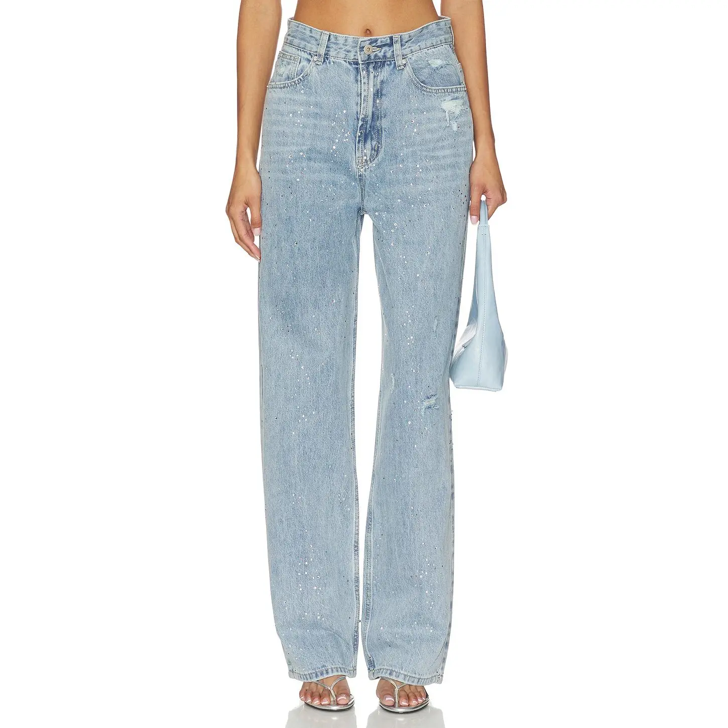 LIONESS Diamante Jeans in Light Denim