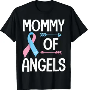 100% cotton Unisex Mommy of angels ribbon miscarriage awareness mom memory gift T-Shirt