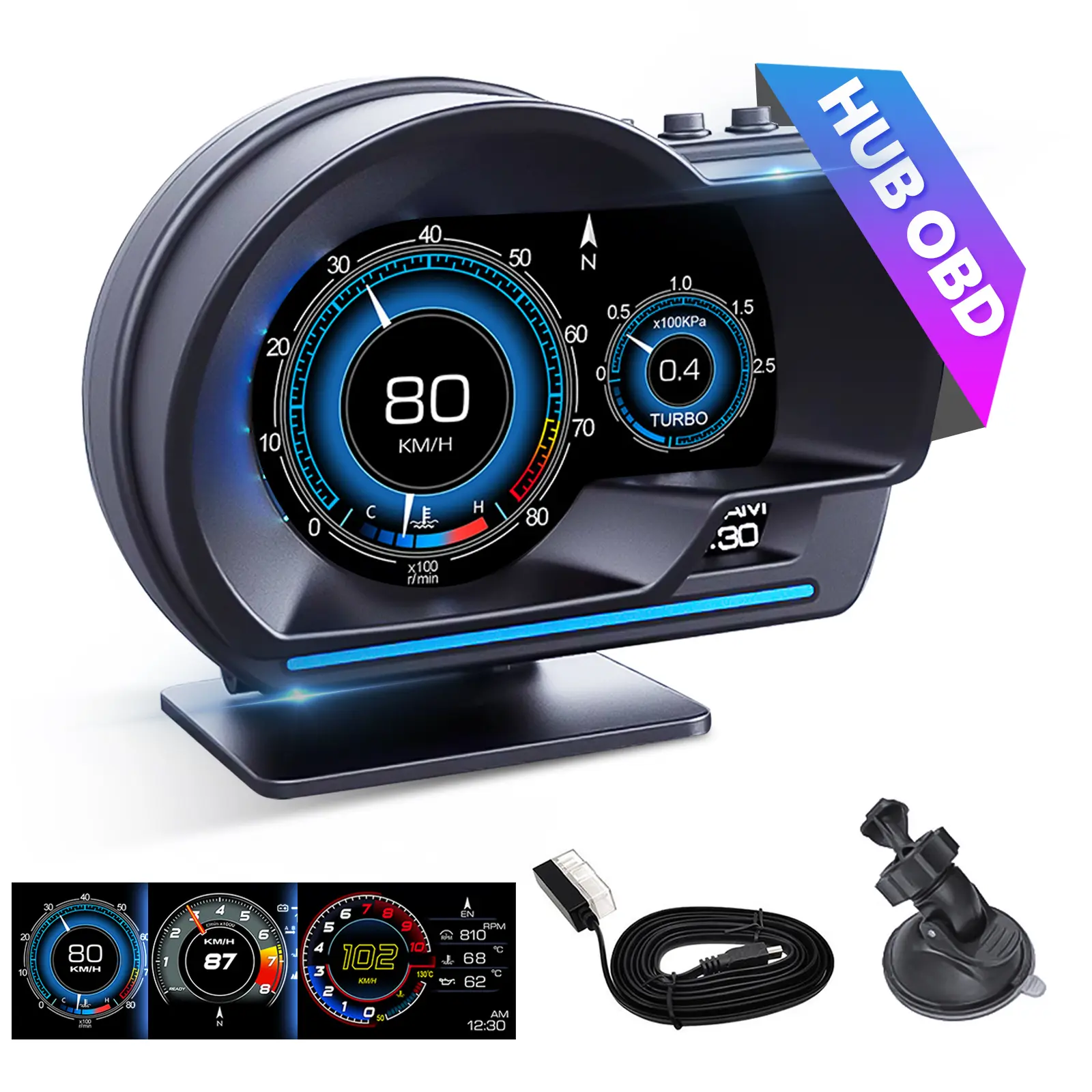 RIMOODY Car Head Up Display - HD LED Smart Dashboard with GPS, Speedometer, Date & Multiple Alarm Functions, Car Smart Display, Vehicle Accessories, Cars Accessories