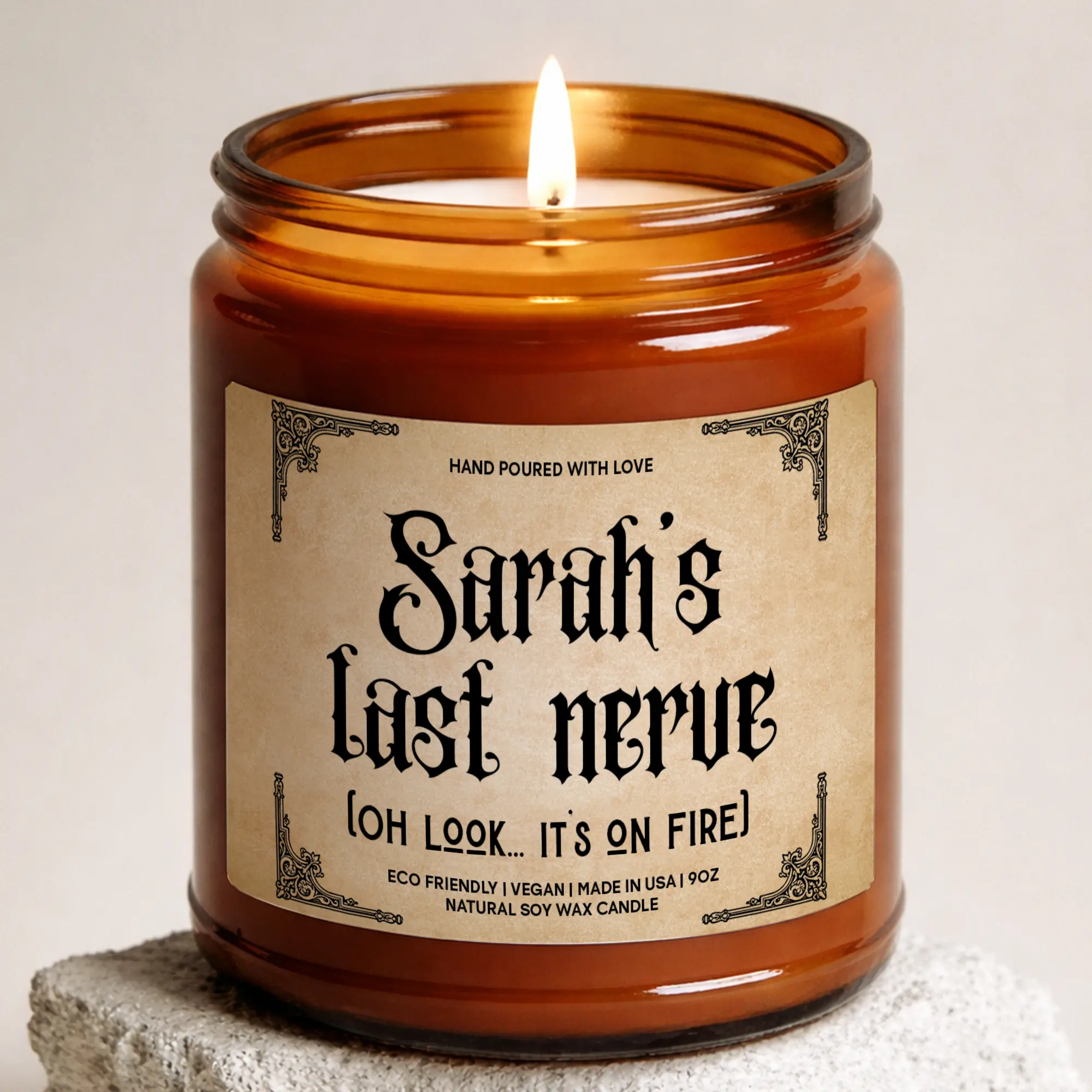 MAKEAGIFT Custom Name's Last Nerve Candle, Personalized Gifts, Funny Gift For Her Candles, Valentine's Gift, Mother's Day Gift