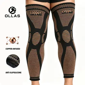 Ollas 1pc Copper Ions Long Warmth Knee Brace with Anti-Slip Straps - Compression Support for 99.21-198.42LB, //, Breathable Mesh Design, Sleek for sports Brace for Men & Women