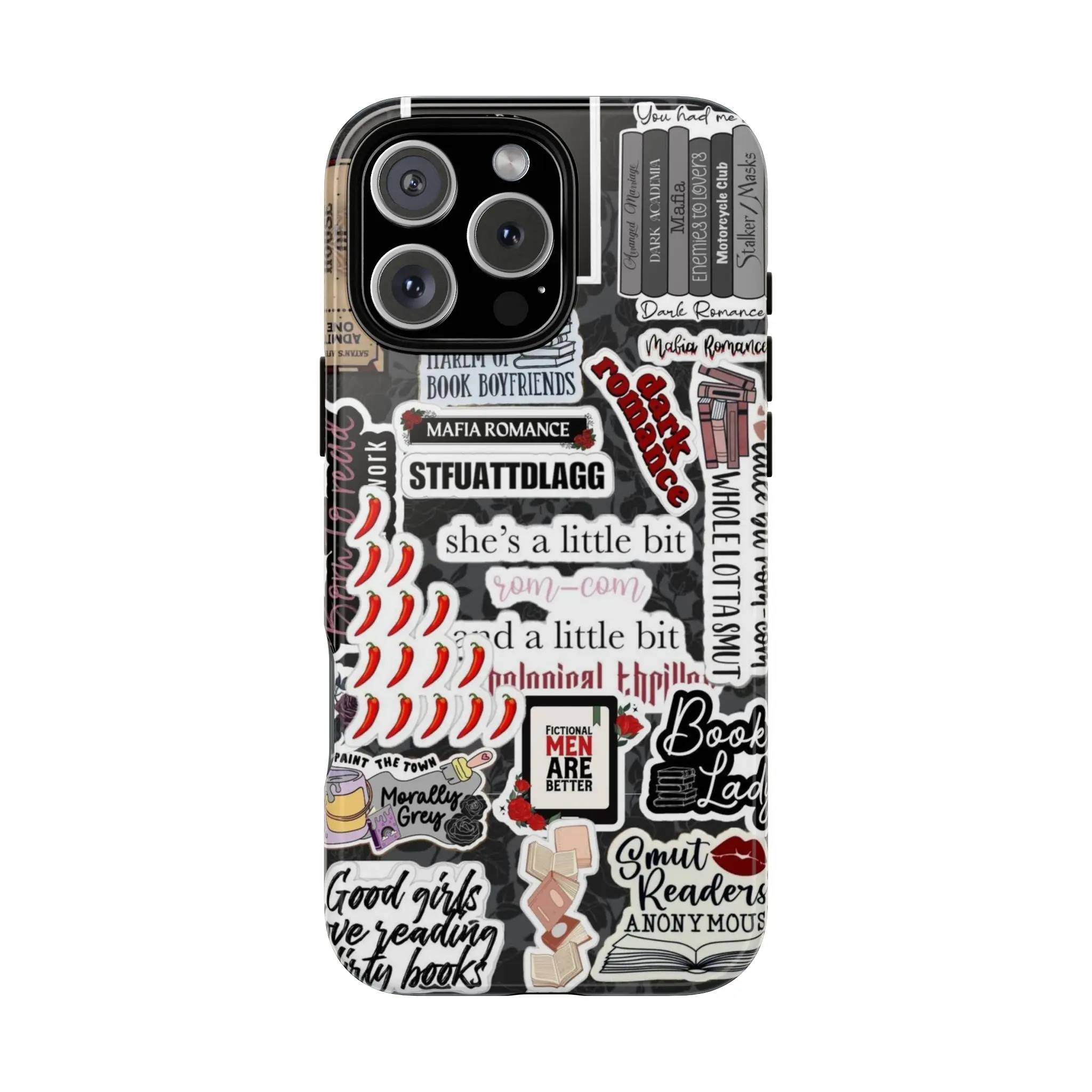 Multi-Model Smartphone Case for iPhone 13,14,15,16 Pro Max & 16 Plus - Shockproof, Waterproof TPU Shields from Splashes, Camera Shield, BookTok Fans' Accessory with Dark Romance Mafia & "Smut Readers Anonymous" Fictional Man Designs, Cellphone