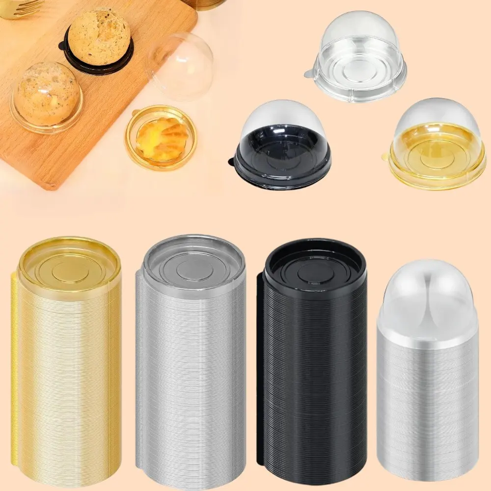 Pack Of 300 Round Plastic Baking Boxes with Transparent Lid- Egg Yolk Crisp and Mooncake Containers, Transparent Food Storage Boxes, Suitable for Pastries and Desserts, Baking Accessories, Bakery Supplies