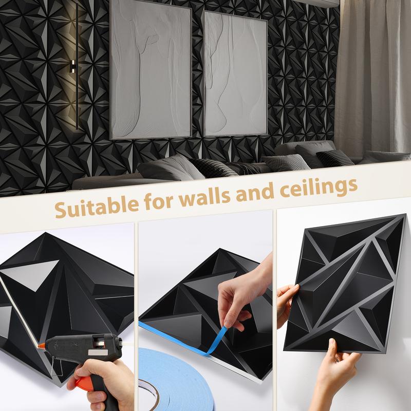 20/30pcs 3D Textured PVC Wall Panels, Waterproof & Moisture-Proof, Easy Install with Adhesive Tape - Modern Abstract Design for Stylish Home Decor, 11.8 x 11.8 inch, Waterproof Wall Panels