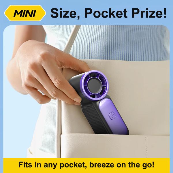 Mini Handheld Fan with LED Display, USB Rechargeable, Stylish Design, Ultra-Portable for Travel, Office, and Home Use