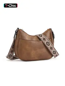 Women's Vintage Crossbody Bag, Fashionable Pu Leather Zipper Shoulder Bag with Adjustable Strap, Casual Crossbody Bag for Daily Used, Adjustable Strap Purse, Fashionable Bags, Stylish Versatile Bag