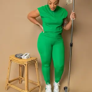 Tropical Green Stretch Fit Medical Scrub Set Womenswear Clothes Comfort matching outfit