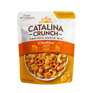 Cheddar Protein Snack Mix with Cheese Crisps and Pretzels, Gluten Free Savory Snack with 10g Protein and Fiber, 5.25 Ounce Bag