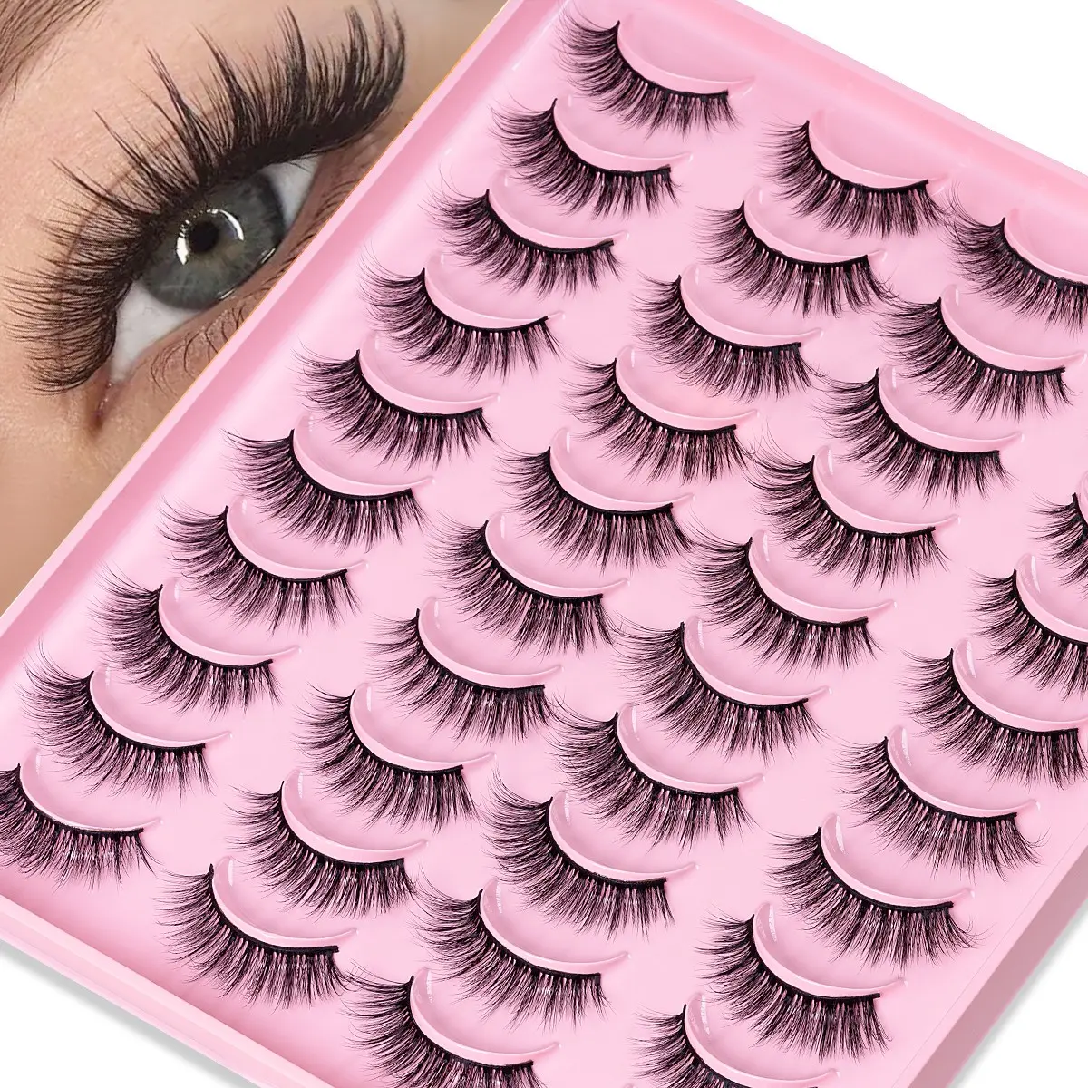 20 pairs of dreamy soft eyelashes, natural styling, classic C curl, 10-15mm length, beginner-friendly, cosmetic false eyelashes, Diy Dramatic Lashes