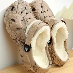 Men's Winter Warm Slip-On Clogs - Fabric Lined, Non-Slip Indoor House Shoes - Footwear, Walking Shoes