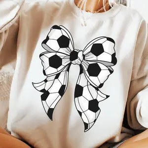 Soccer Bow Sweater, Coquette Soccer Mama Sweatshirt, Game Day Football Pullover, Trendy Sports Fan Outfit, Cute Holiday Soccer Top, 100% Cotton, Made in USA