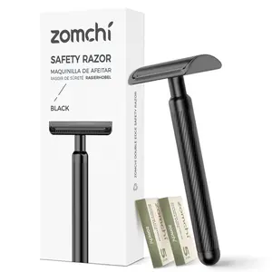 ZOMCHI Safety Razor for Men with 10 Safety Razor Blades, Reusable Metal Razor for Men & Women, Single Blade Razor - Matte Black