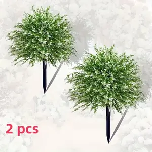 Artificial Bellflower, Lily, 2 Bundles, 22 Inches, UV-Resistant Artificial Flowers, Indoor Outdoor Decor, Realistic Fake Plants, with Pegs