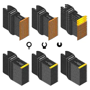 100PCS Titanium Oscillating Tool Blades, Professional Curved Edge Saw Blades Metal Wood Plastic Cuts 4 Types Quick Release Multi Tool Blades Compatible with Dewalt Milwaukee Ryobi Rockwell,By Quesear