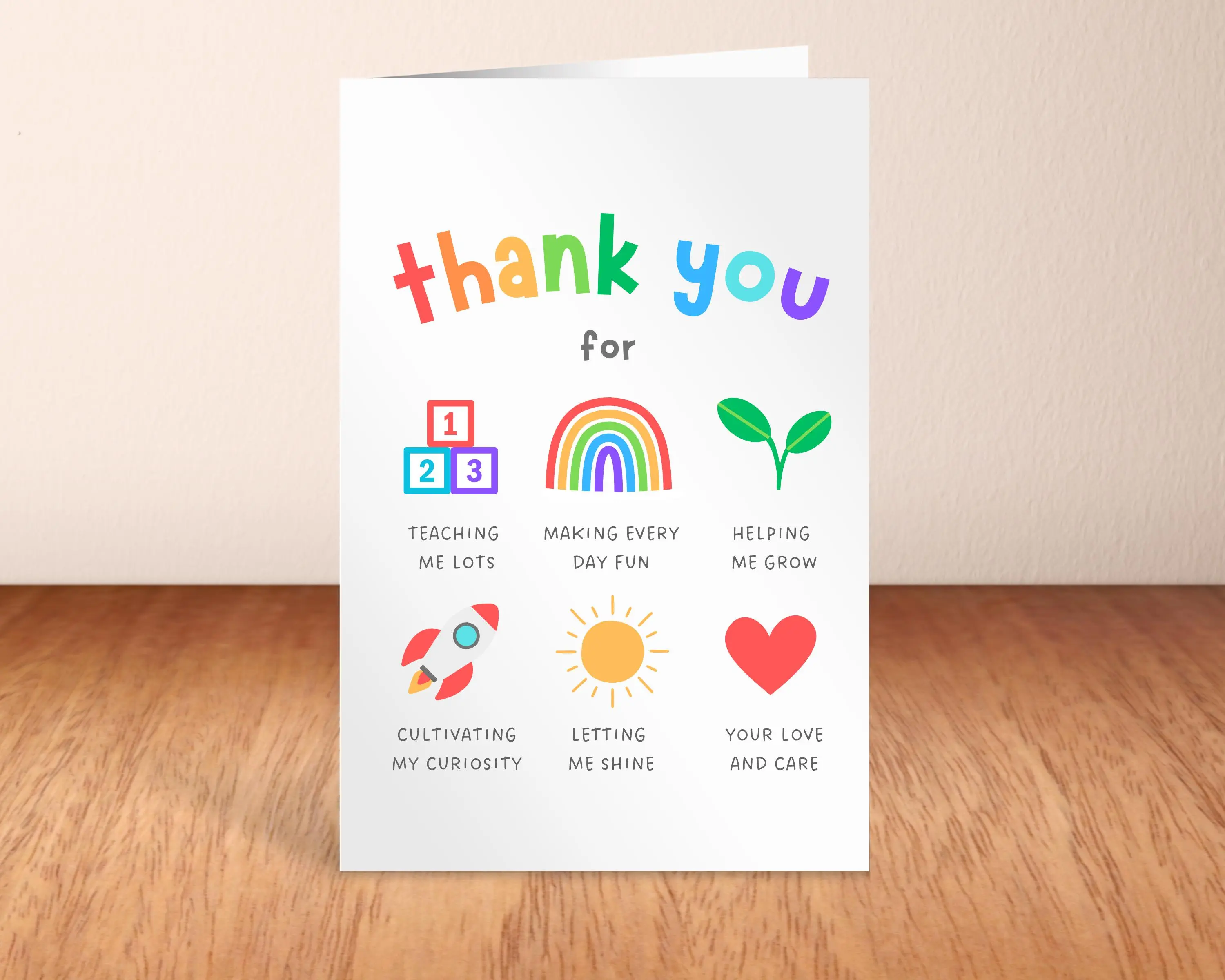 Printable Thank You Card for Daycare Teachers | Preschool, Nursery Teacher & ECE Appreciation Gift | Instant Download Foldable Card Template