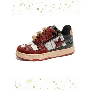 Stylish Star Sneakers for Couples, Artistic Design with Cork Buckle, Perfect for Streetwear, Trendy and Unique Casual Shoes