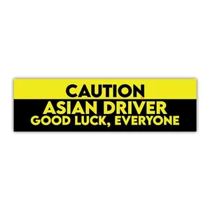 Asian Driver Good Luck Vinyl Bumper Sticker - Caution Sticker, New Driver Alert, Vinyl Decal, for Cars & Trucks, D1J