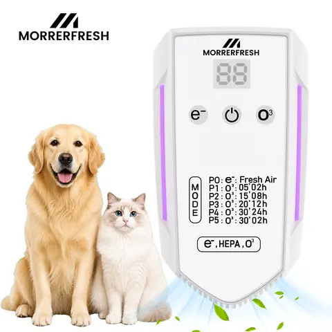 MORRERFRESH Ozone Air Ionizer - Pet Supplies Odor & Stain Remover, Compact Convenience Machine with Simple Control Panel for Quick Setup, for Home Room, Wardrobe, Cabinet, Garage