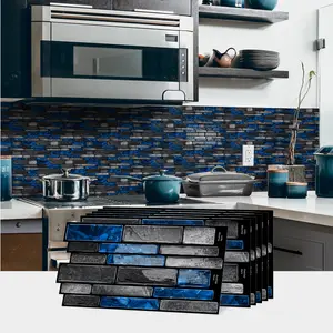 Color-block 3D marble wall stickers, Marble backsplash wallpaper, suitable for sticking on tiles, applicable to kitchens, bathrooms, living rooms, self-adhesive home decorations, peel and stick, decorative stickers that can be DIYed