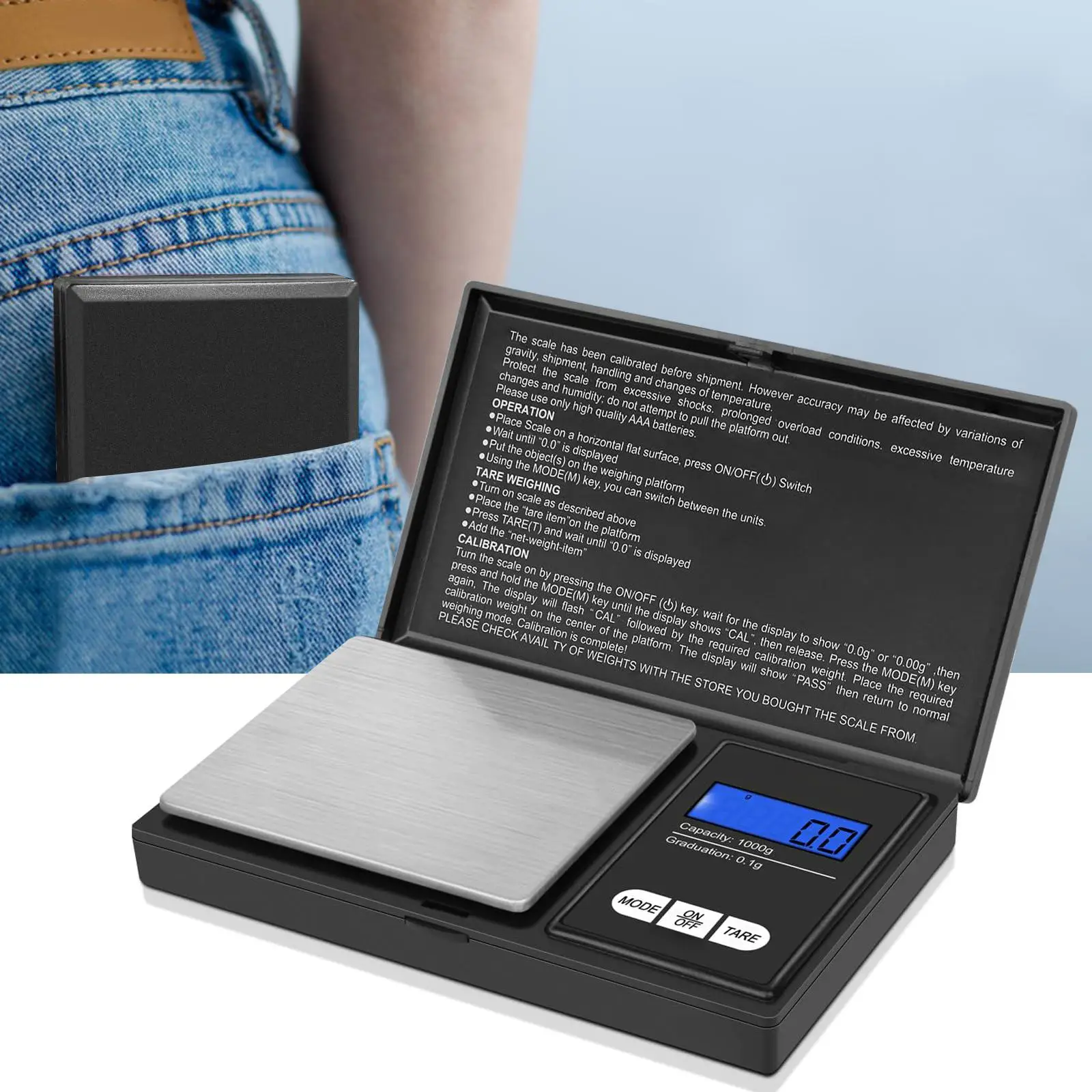 Portable Digital Scale, Mini Pocket Scale, Small Digital Scale, LCD Display Scale, Handheld Scale for Home, Office, Kitchen, Travel