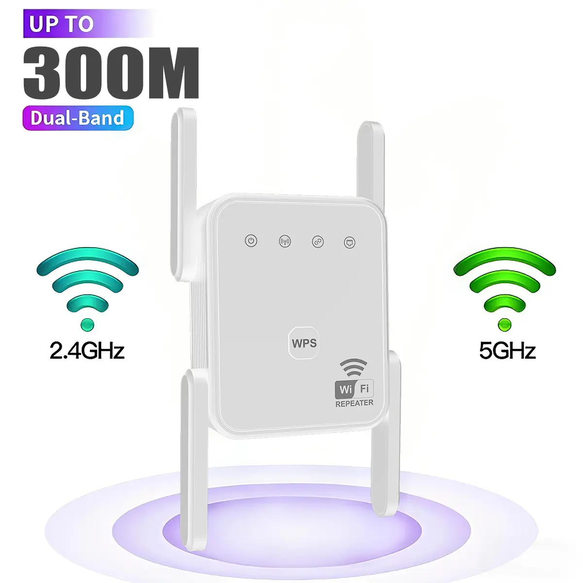 High Gain Dual Band 1200Mbps WiFi Repeater 2026, 4-Antenna Signal Boosting Wireless Extender, 2000 sq.ft Coverage, Supports 50 Devices, Plug & Play for Home & Office (Computers & Office Equipment)