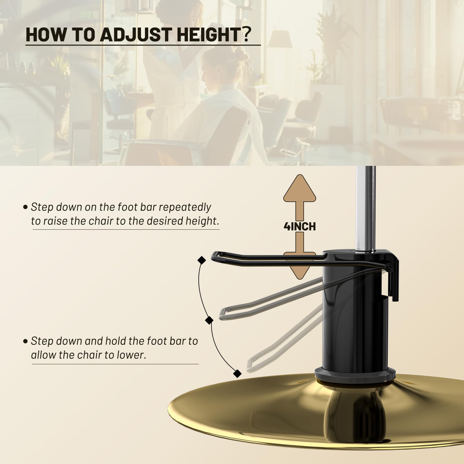 Reclining Salon Chair Hydraulic Pump 360 Swivel Hair Stylist Tattoo Club Lash Makeup Shop