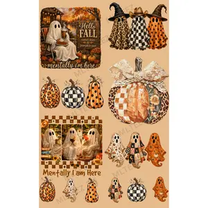 HELLO FALL MENTALLY I'M HERE (1) PREMADE GANGSHEET - 22X36 DTF TRANSFERS - DIRECT TO FILM