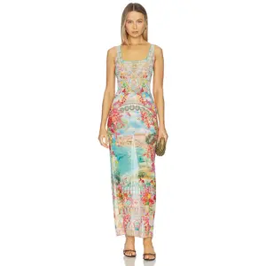 Camilla Square Neck Beach Maxi Dress With Low Back in Meet Me In Mallorca Meetmall