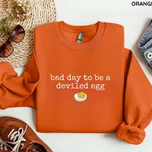 Bad Day To Be A Deviled Egg Sweatshirt, Funny Thanksgiving Pullover Sweater, Sarcastic Friendsgiving Humor Shirt, Fall Dinner Gift P