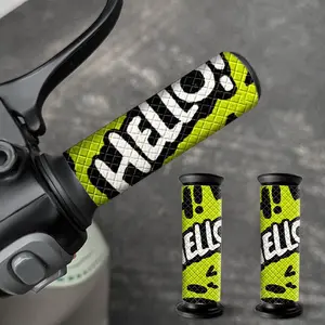 Hello Letter Motorcycle Grip Stickers, Diamond Pattern, Waterproof Anti-Slip Decals, Self-Adhesive Grips for E-Bike/Bicycle, Perfect Gift for Riders