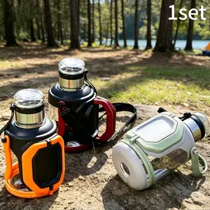 1500ML Capacity Food Grade Glass Tea Water Separation Cup with 304 Stainless Steel Strainer and Handle, Reusable Leak Proof Design BPA Free High Temperature Resistant, Portable Outdoor Kettle, Drinkware, Ideal for Camping Hiking Travel Office Daily Use
