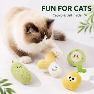 2-Pack Set Catnip Plush Veggie Cat Toys with Bell, Soft Stuffed Interactive Toys for Cats & Kittens