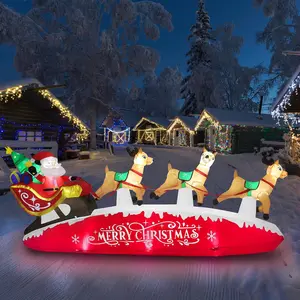 10 FT Santa Sleigh with Reindeer Christmas Inflatables Outdoor Decorations, Christmas Blow Up Yard Decorations for Garden Lawn Xmas Decor (Red)