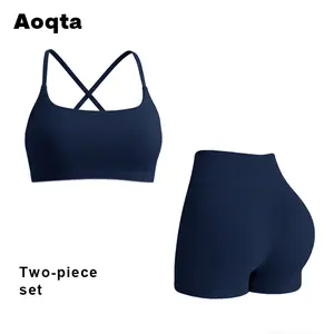 Women’s cross-back thin-strap yoga outfit featuring a slim sports bra and high-waisted butt-lifting shorts, made from highly elastic, breathable fabric—casual yet sexy, suitable for gym workouts, Pilates, running, and everyday casual wear.