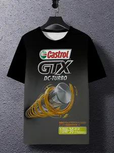 Men's Trendy Print T-Shirt, Fashionable Simple Design, Comfortable Fabric, Casual Daily Wear, Versatile and Stylish, Short Sleeve, Fitted