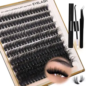 Natural C Curl Lash Clusters, 10-18mm Fluffy and Thick Individual Eyelash Extensions, 200 pcs lash Trays, without Tools Makeup Cosmetic