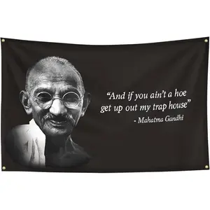 Chief Gandh 3x5Ft Flag Tapestry for Wall Hangging Man Cave College Dorm Decoration Home UV Resistance Fading Durable Banner with 4 Brass Grommets