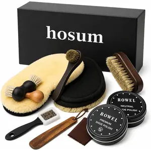 Shoe Shine Kit | Unisex Shoe Care Set | Includes Brushes, Shoe Polish, Cleaning Cloth, Sheepskin Pad, and Stain Remover | Ideal  Box for  Use or as a Present