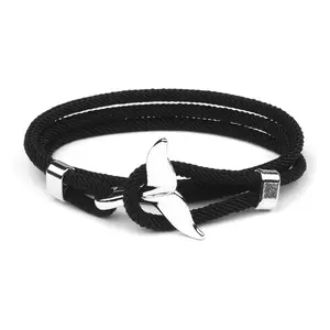 Whale Tail Unisex Nylon Milan Cord Nylon Rope Wrap Bracelet for Men and Women 23 Inches Adjustable