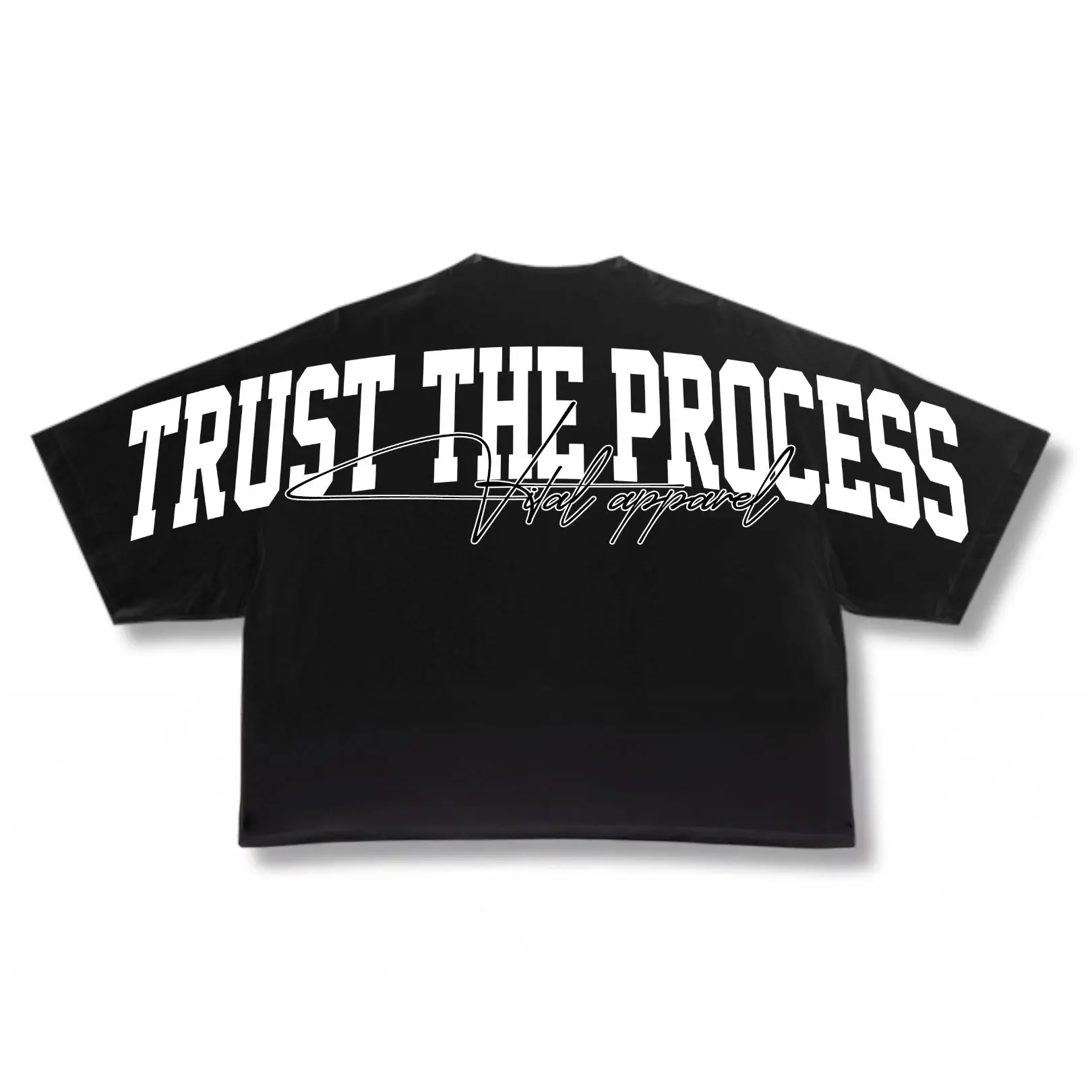 Oversized Crop T-Shirt - VITAL APPAREL Trust the Process Black/White